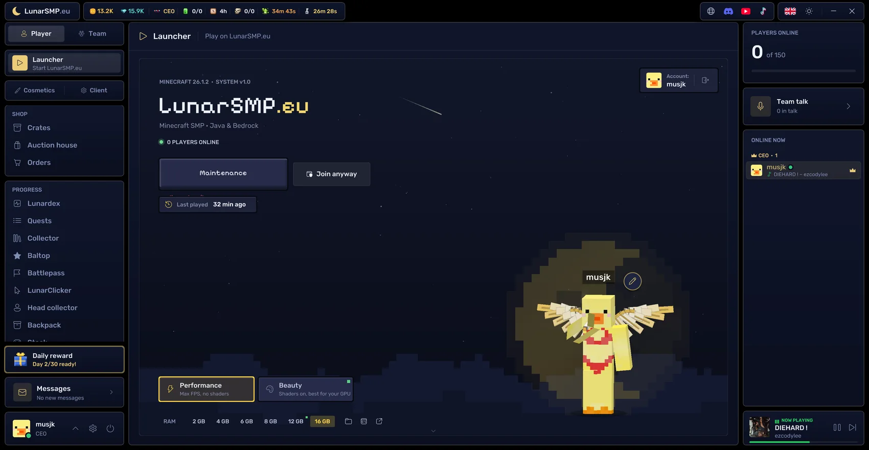 The LunarSMP launcher
